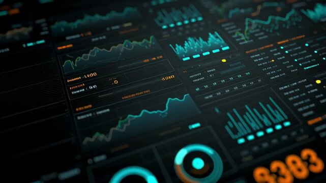 Ultra sleek dark mode energy grid analytics interface, glowing turquoise data streams, live market trend futuristic vector grid modern thin cyber HUD data powerful dashboard aesthetic, 4K high tech UI - Powered by Adobe