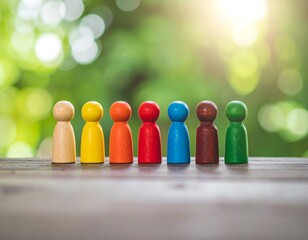 Colorful figurines in a row