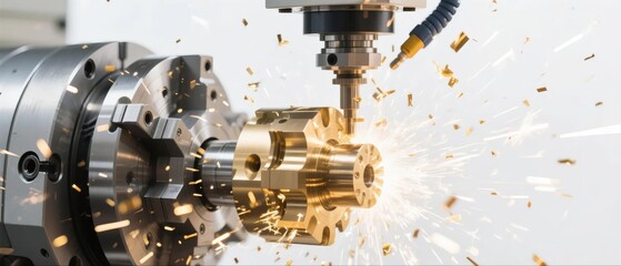 CNC milling machine processing metal part