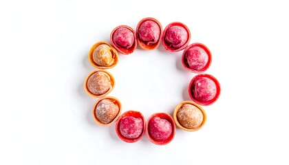 Colorful filled pasta circle design