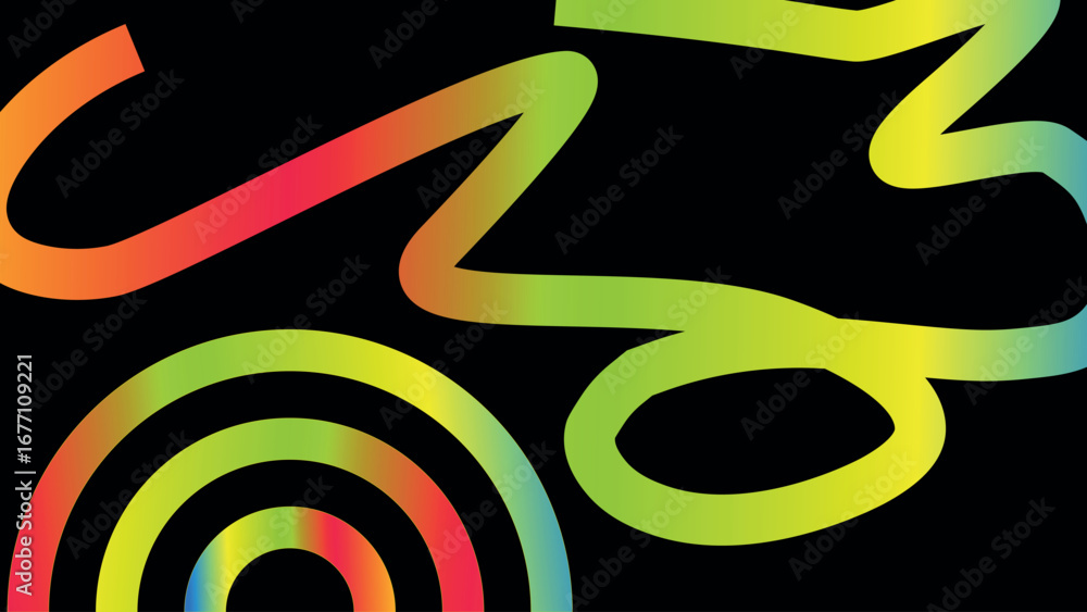Poster abstract gradient rainbow wave line art with elegant ribbon flow curves, modern colorful vector illu