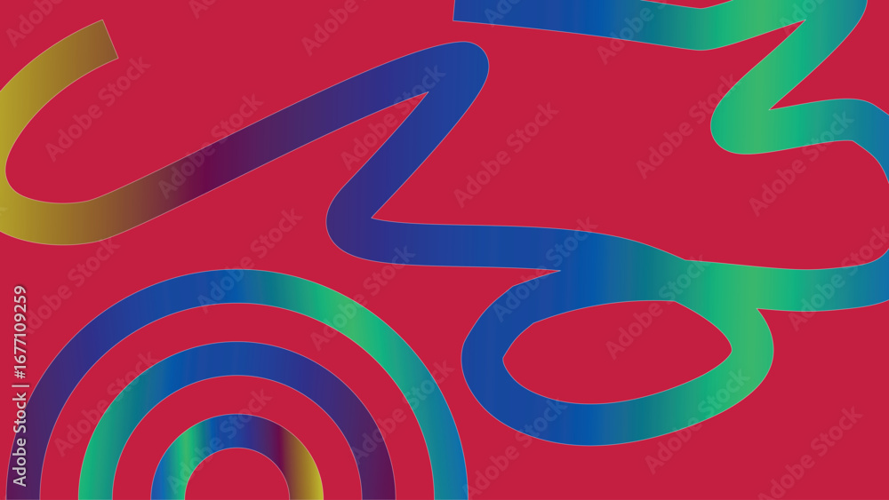 Poster abstract gradient rainbow wave line art with elegant ribbon flow curves, modern colorful vector illu