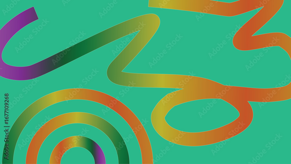 Poster abstract gradient rainbow wave line art with elegant ribbon flow curves, modern colorful vector illu