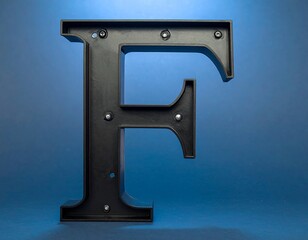 Black letter F on blue background