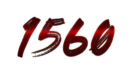 3D blood red number design of 1560 on white background.