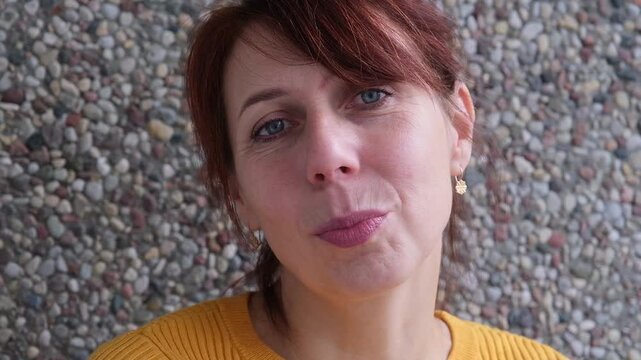 face of angry woman dissatisfied with life and everything that happens. man is grimacing