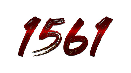 3D blood red number design of 1561 on white background.