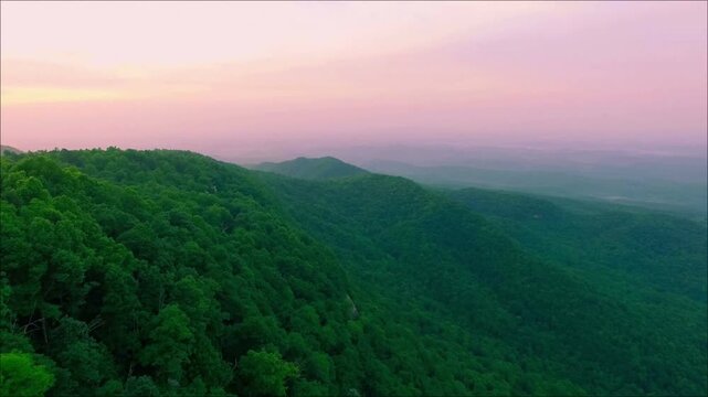Aerial Sunrise Over Caesars Head State Park South Carolina