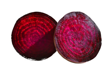 Two Slices of Beetroot with Concentric Rings isolated on a transparent background