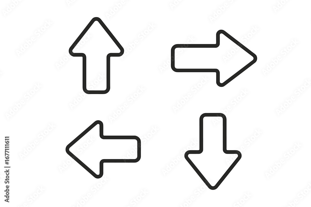 Fototapete arrows collection vector line icons. up, down, left and right direction signs. navigation and pointe