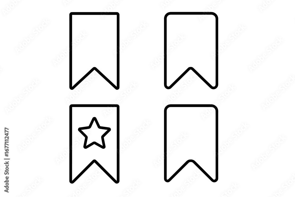 Aufkleber bookmark icon set with favorite star. outline vector symbols for web and app interface. save for lat