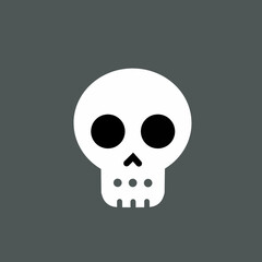 Simple white skull icon on gray background death concept danger warning sign