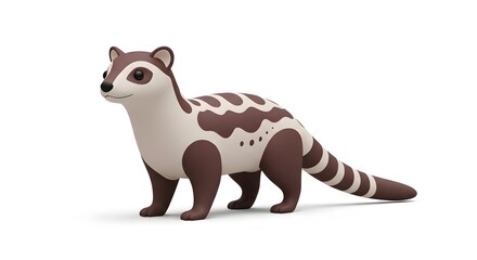Fototapeta premium Cartoon Civet Cat Illustration on White Background