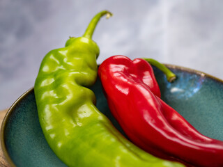 red and green peppers on a plate