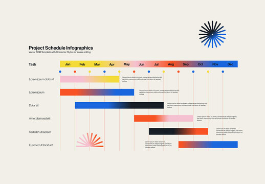 Project Schedule Timeline Infographic Template with Gradient Elements