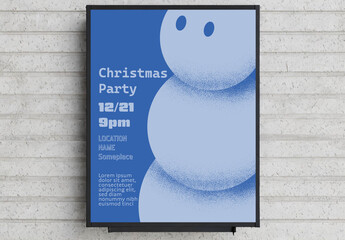 Christmas Party Poster Template with Huge Snowman in Background