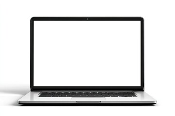 Fototapeta premium Silver laptop with blank white screen