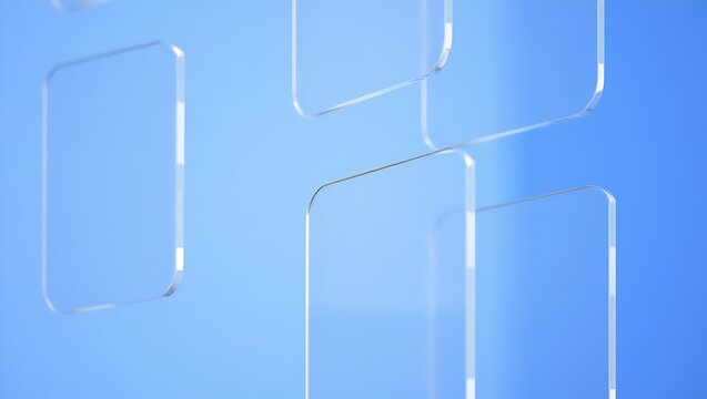 Modern Abstract Blue Background Clear Transparent Shapes