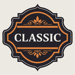 Classic Vintage Badge Design Elegant Ornate Frame, Vector EPS 10 Illustration