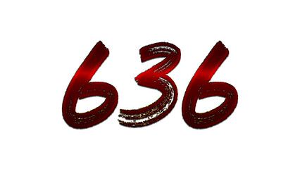 3D blood red number design of 636 on white background.