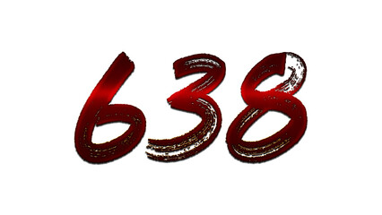 3D blood red number design of 638 on white background.