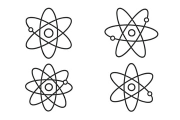 Isolated Atom Orbit Icon Set for UI Design, Placards, Books, Apps, Editable Stroke Vector Illustration, Science Symbols, Web and Print Graphics, Cartoon Style