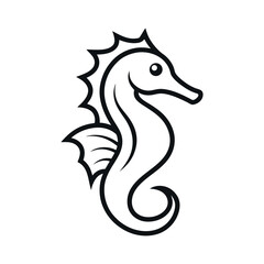 Fototapeta premium Seahorses Outline Vector Illustration on White Background