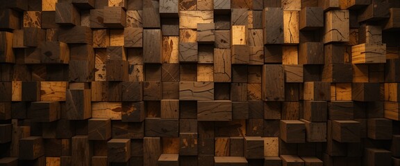 Clean vertical composition of rectangular wooden blocks