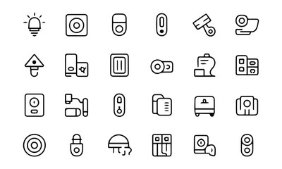 Smart Home Outline Icon Set. Autonomous Technology, Containing Smart Home, Virtual Assistant, Biometric System and more. Vector modern illustration. Editable stroke.