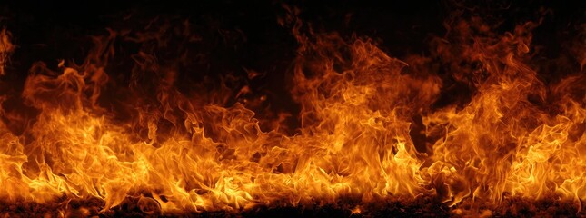 Fiery orange flames against a black background (1)