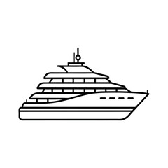 Obraz premium Superyacht Outline Vector Drawing Isolated on White