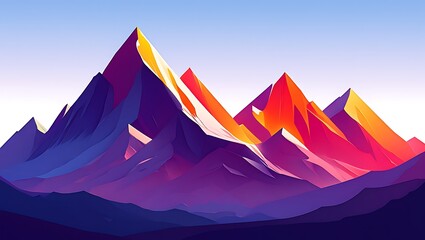 Vibrant Abstract Mountain Landscape Dawn Sunset