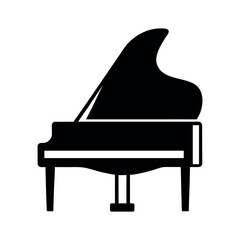 Piano Silhouette Vector Logo Icon on White Background