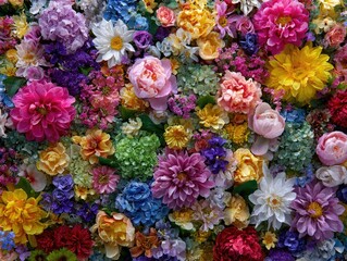 Colorful floral wall display