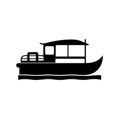 Pontoon Silhouette Vector Logo Icon on White © Monira