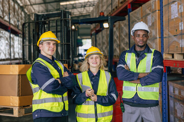 staff team warehouse workers. professional factory cargo storage worker. stock inventory staff