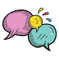 Colorful Hand-Drawn Speech Bubbles Communication & Dialogue Illustration