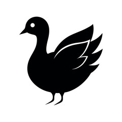 White Winged Coot Silhouette Vector Logo Icon on White