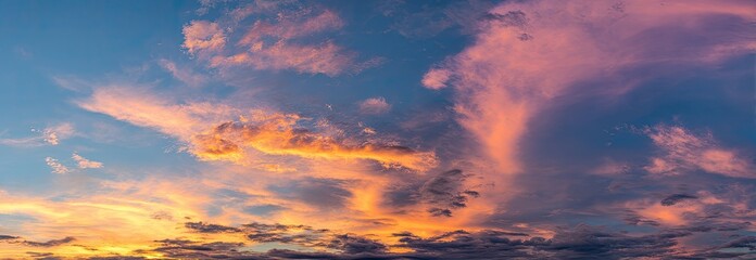 Colorful sunset sky with dramatic clouds