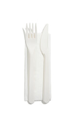 fork and knife on white