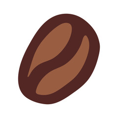 Simple hand drawn coffee bean Drink doodle Single element for print, web, design, decor