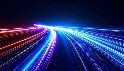 Obraz premium 速度 光 未来 テクノロジー 抽象 夜景 軌跡 流線 エネルギー サイバー 疾走 データ 幻想 トンネル デジタル 電光 加速 SF 高速道路 光の道