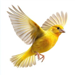 Obraz premium Majestic Yellow Bird in Flight , isolated on white background png