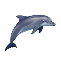 Obraz premium A cheerful and friendly bottlenose dolphin illustration, leaping gracefully with a happy smile, isolated on a clean white background