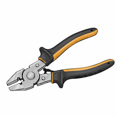 Hand-drawn illustration of versatile combination pliers with a comfortable grip handle, isolated on a white background for repair projects