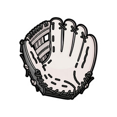 Detailed illustration of a baseball glove, showcasing its leather texture and stitching details.