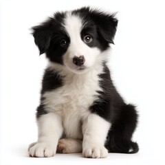 Adorable Border Collie Puppy Portrait , isolated on white background png