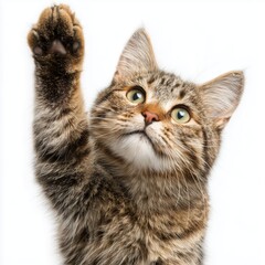 Playful Tabby Cat Portrait , isolated on white background png