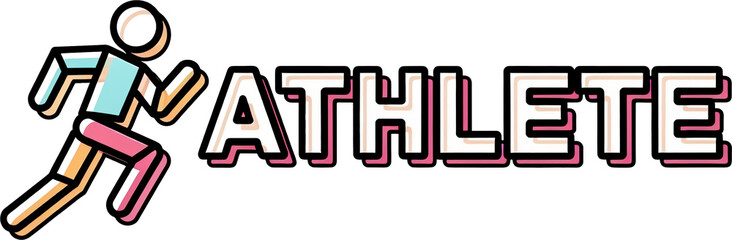 Illustration of a running athlete with the word 'ATHLETE' next to the figure.