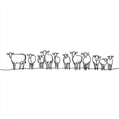 Line Art of Farm Animals , isolated on white background png